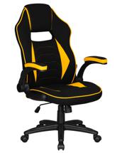 Кресло DOBRIN Кресло игровое DOBRIN RICK, черно-желтая ткань арт. LMR-132B_P_TT-black-yellow