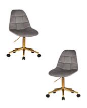 Кресло DOBRIN Набор 2 шт Офисное кресло для персонала DOBRIN MONTY GOLD, серый велюр (MJ9-75) арт. LM-9800-N_G-M_V-MJ9-75