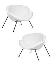 Кресло DOBRIN Набор 2 шт Кресло дизайнерское DOBRIN EMILY, белый (букле) ткань, черное основание арт. LMO-72-N_B-M_C-white