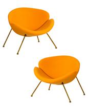 Кресло DOBRIN Набор 2 шт Кресло дизайнерское DOBRIN EMILY, желтая ткань AF13, золотое основание арт. LMO-72-N_G-M_C-AF13