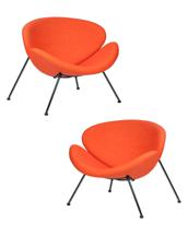 Кресло DOBRIN Набор 2 шт Кресло дизайнерское DOBRIN EMILY, оранжевая ткань AF, черное основания арт. LMO-72-N_B-M_C-AF