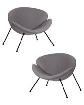 Кресло DOBRIN Набор 2 шт Кресло дизайнерское DOBRIN EMILY, серая ткань AF7, черное основание арт. LMO-72-N_B-M_C-AF7