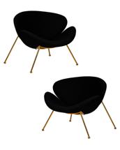 Кресло DOBRIN Набор 2 шт Кресло дизайнерское DOBRIN EMILY, черный ткань AF9, золотое основание арт. LMO-72-N_G-M_C-AF9