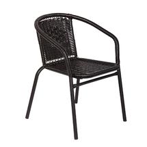Кресло ЭкоДизайн Кресло BISTRO, плетение черный, каркас черный, с полностью оплетенными подлокотниками арт. ZN-160784