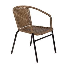 Кресло ЭкоДизайн Кресло BISTRO, плетение двухцветное, каркас черный, с полностью оплетенными подлокотниками арт. ZN-160785