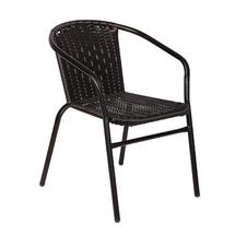 Кресло ЭкоДизайн Кресло BISTRO, плетение черный fr ротанг, каркас черный, без оплетения на подлокотниках арт. ZN-160790