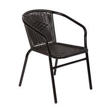 Кресло ЭкоДизайн Кресло BISTRO, плетение черный, каркас черный, без оплетения на подлокотниках арт. ZN-160832