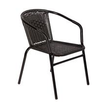 Кресло ЭкоДизайн Кресло BISTRO, плетение черный, каркас черный, с частично оплетенными подлокотниками арт. ZN-160852