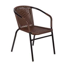 Кресло ЭкоДизайн Кресло BISTRO, плетение коричневый, каркас черный, с частично оплетенными подлокотниками арт. ZN-160853
