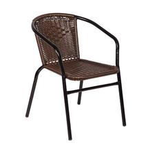 Кресло ЭкоДизайн Кресло BISTRO, плетение коричневый, каркас черный, без оплетения на подлокотниках арт. ZN-160855