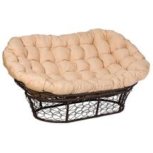 Кресло ЭкоДизайн Диван МАМАСАН, цвет плетения коричневый, цвет подушки бежевый арт. ZN-160876