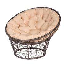 Кресло ЭкоДизайн Кресло Papasan, оплетенный, цвет плетения черный, цвет подушки бежевый арт. ZN-160879