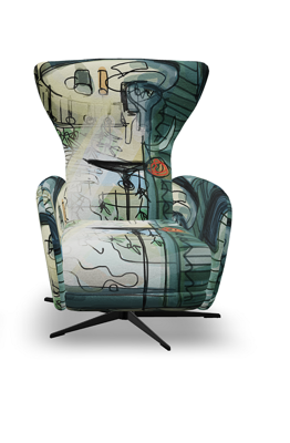 Кресло Fama Кресло-реклайнер Mondrian Con Motor L-48, Base - Antracith Grey, ткань Mediterraneo S.6 арт. 434607