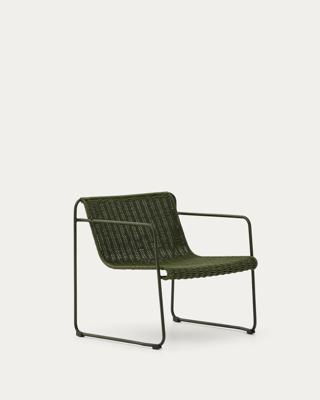 Кресло La Forma (ех Julia Grup) Кресло Maurina из оцинкованной стали зелёного цвета и зелёным шнуром арт. 261953