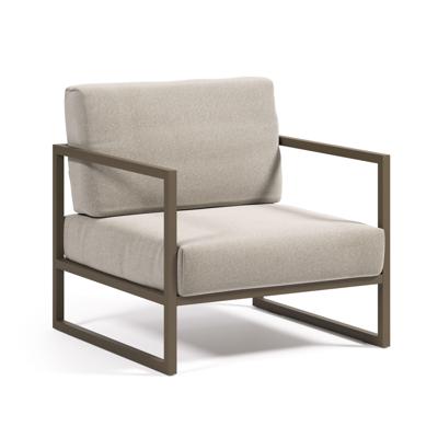 Кресло La Forma (ех Julia Grup) Comova Уличное кресло из алюминия светло-серое с зеленым алюминиевым каркасом арт. 146022