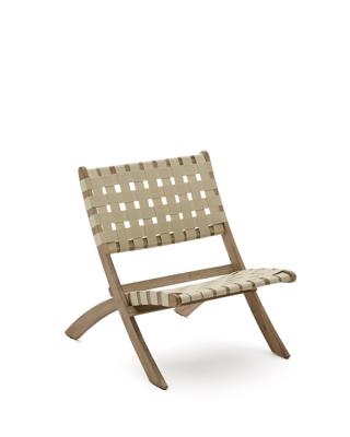 Кресло La Forma (ех Julia Grup) Складное кресло Chabeli из массива акации и шнура кремового цвета арт. 229371