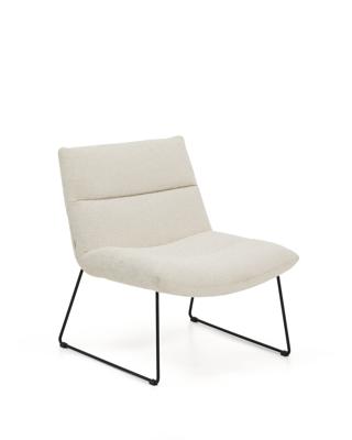 Кресло La Forma (ех Julia Grup) Кресло Asen из бежевого шенилла с черными стальными ножками арт. 425429