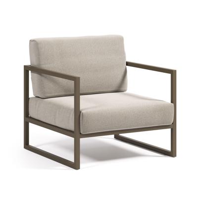 Кресло La Forma (ех Julia Grup) Comova Уличное кресло из алюминия светло-серое с зеленым алюминиевым каркасом арт. 146022