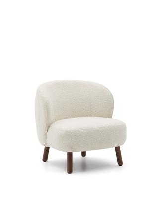 Кресло La Forma (ех Julia Grup) Кресло Ulit из белой ткани букле с ножками из ясеня с отделкой под орех арт. 495516