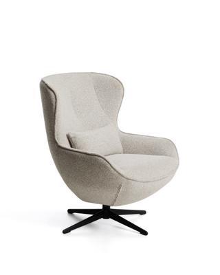 Кресло La Forma (ех Julia Grup) Поворотное кресло Sorile из бежевой синели и черной стали арт. 499090
