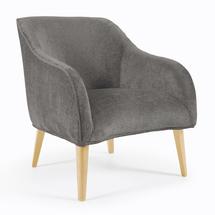 Кресло La Forma (ех Julia Grup) Кресло Lobby из серой синели на деревянных ножках с натуральной отделкой арт. 110325