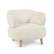 Кресло La Forma (ех Julia Grup) Кресло Luisa из белой ткани букле с ножками из массива каучукового дерева арт. 110429