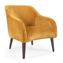 Кресло La Forma (ех Julia Grup) Кресло Lobby из горчичной синели на деревянных ножках с отделкой венге арт. 110326
