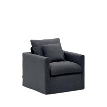 Кресло La Forma (ех Julia Grup) Кресло Nora со съемным чехлом и подушкой из льна и хлопка серо-антрацитовое 92 см арт. 193292