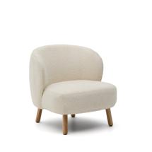 Кресло La Forma (ех Julia Grup) Кресло Ulit из белого букле с ножками из бука в натуральной отделке арт. 219333