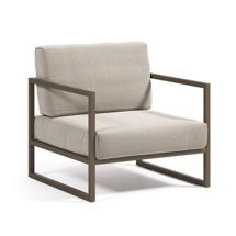 Кресло La Forma (ех Julia Grup) Comova Уличное кресло из алюминия светло-серое с зеленым алюминиевым каркасом арт. 146022