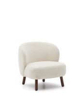 Кресло La Forma (ех Julia Grup) Кресло Ulit из белой ткани букле с ножками из ясеня с отделкой под орех арт. 495516