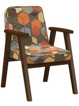Кресло Мебелик Кресло Ретро ткань геометрия коричневый, каркас орех арт. 007546