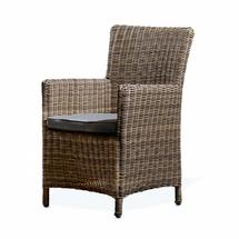 Кресло RATTAN WOOD YH-C1102W Кресло обеденное плетеное с подушкой AGEN (АЖЕН) из искусственного ротанга, пшеничный меланж арт. 219642