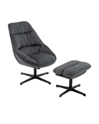 Кресло Stool Group Кресло Оррелл серый с оттоманкой арт. УТ000040109