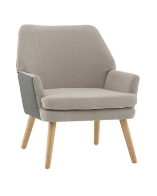 Кресло Stool Group Кресло Харви серый с серой экокожей деревянные ножки арт. УТ000040121