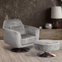 Кресло Top concept Кресло и пуф Marco, искусственная замша Breeze silver арт. 11943