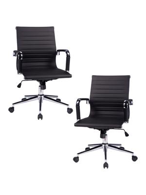 Кресло руководителя DOBRIN Набор 2 шт Офисное кресло для руководителей DOBRIN CLAYTON, чёрный арт. LMR-118B-N_CH-M_EL-black