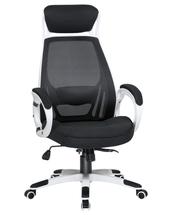 Кресло руководителя DOBRIN Офисное кресло для руководителей DOBRIN STEVEN WHITE, белый пластик, чёрная ткань арт. LMR-109BL_White