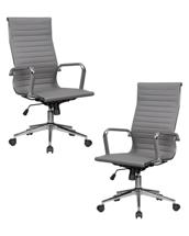 Кресло руководителя DOBRIN Набор 2 шт Офисное кресло для руководителей DOBRIN CLARK SIMPLE, серый (47) арт. LMR-101B-N_M_EL-grey