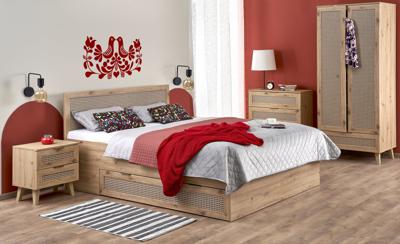 Кровать Halmar Кровать HALMAR BORNEO LOZ-160 дуб артизан/черный, 160/200 арт. V-PL-BORNEO-LOZ-160