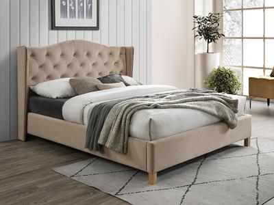 Кровать Signal Кровать Signal ASPEN VELVET BLUVEL 28 (бежевый/дуб) 160/200 арт. ASPENV160BD