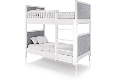 Кровать двухъярусная Ellipsefurniture Кровать двухъярусная Elit (белый, серая ткань) арт. ET010111020101