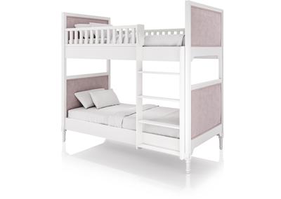 Кровать двухъярусная Ellipsefurniture Кровать двухъярусная Elit (белый, розовая ткань) арт. ET010110020109