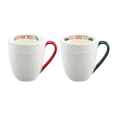 Кружка Tkano Набор из двух кружек winter embroidery из коллекции new year essential, 410 мл арт. TK25-NY_CU0002