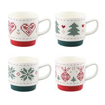 Кружка Tkano Набор из четырех кружек knitted tale из коллекции new year essential, 380 мл арт. TK25-NY_CU0001
