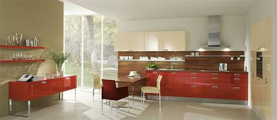Кухня Haecker  3065 - Coral red/Magnolia high gloss acrylic