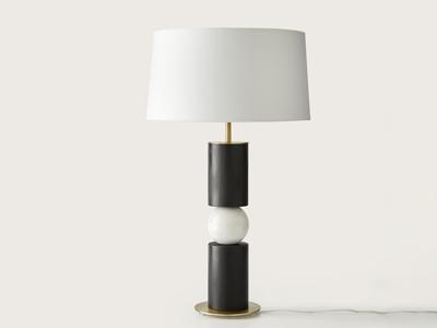 Лампа Aromas del Campo Настольная лампа Alda золотой металл/черное дерево/белый мрамор + белый абажур 801011/35 арт. 111021
