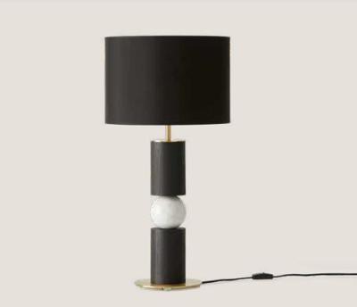 Лампа Aromas del Campo Настольная лампа Alda золотой металл/черное дерево/белый мрамор + черный абажур 801021/35 арт. 100680