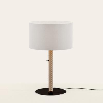 Лампа Aromas del Campo Настольная лампа Coco S1342 черный металл/серо-бежевая кожа с абажуром 801011/35 арт. 264653