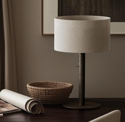 Лампа Aromas del Campo Настольная лампа Coco S1342 хромированный металл/черная кожа с абажуром 801011/36 арт. 264657